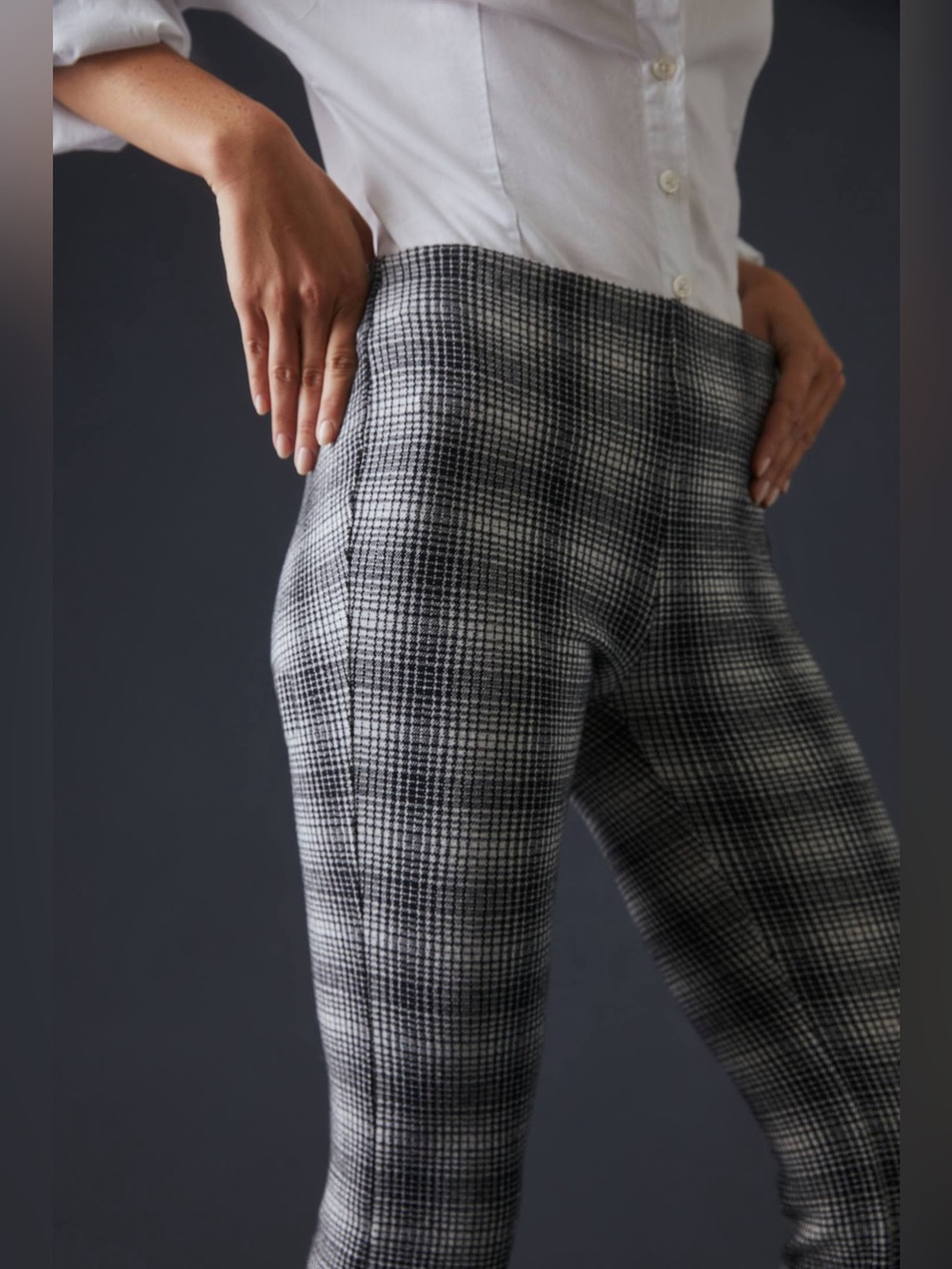 Maeve Plaid Bootcut Pants – Black & White - Picture 3 of 12